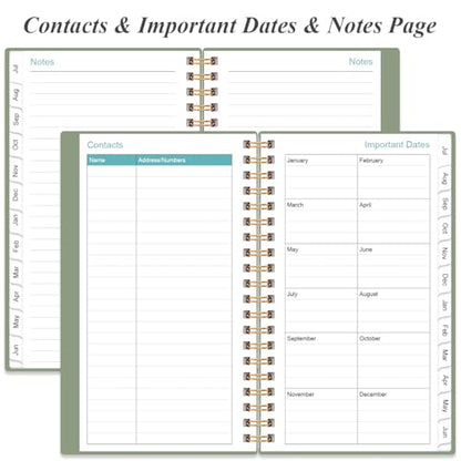 2026-2027 Pocket Planner/Calendar - 2026-2027 Planner from July 2026 - June 2027, Planner 26-27 with 12 Tabs, Twin-Wire Binding, Inner Pocket, 3.75" x 6.75, Green - color: Green, size: 3.75" x 6.75"
