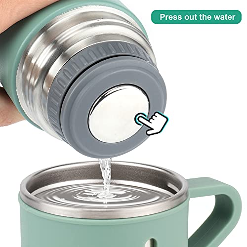 Stainless Steel Thermo 500ml/16.9oz Vacuum Insulated Bottle with Cup for Coffee Hot drink and Cold drink water flask.(Green,Single) - color: Green (Single), size: 16.9 Ounces