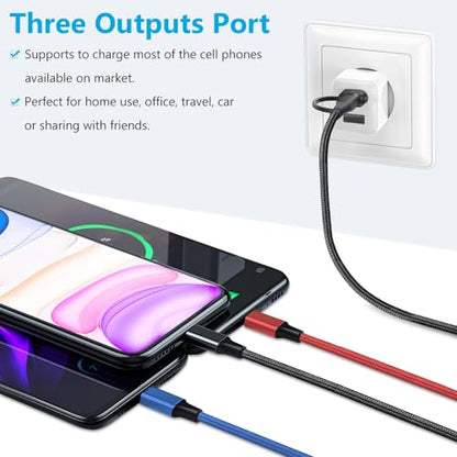 Puxnoin Multi Charging Cable 5 in 1, 2Pack 4FT USB C Multi Charger Cable Universal Multiple Charging Cord with USB C/Micro USB Connectors for Most Cell Phone, Tablets (Charging Only)