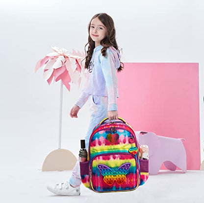 Backpack for Girls Elementary Preschool Kids Lunch Box for School - color: Butterfly Bag