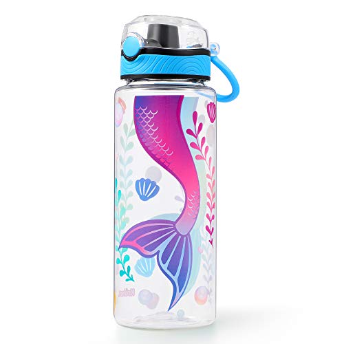 Cute Water Bottle for School Kids Girls, BPA FREE Tritan & Leak Proof & Easy Clean & Carry Handle, 23oz/ 680ml - Mermaid - color: Mermaid