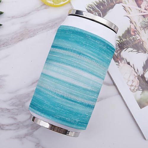 T&H XHome Modern Ombre 14oz Stainless Steel Tumbler with Lid & Straw-Double Wall Vacuum Insulated Travel Mug Retro Teal Gradient Abstract Art Water Bottle Coffee Beverage Drinks Cup - size: 14 Ounces