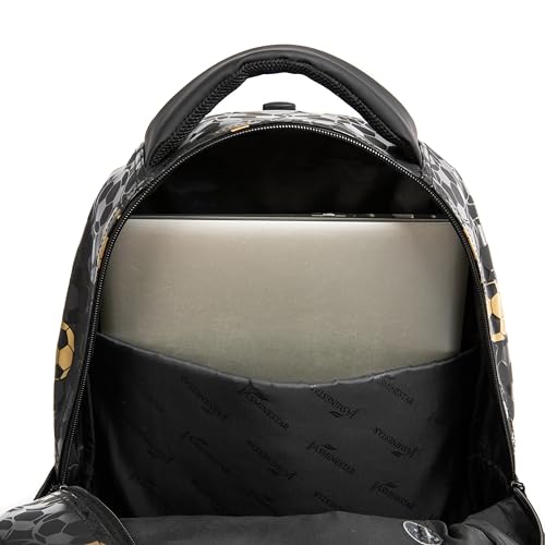 Rolling Backpack with Lunch Box,School Backpack for Boys Roller Bookbags with Wheels for Elementary Students,Black - color: Black Gold Football
