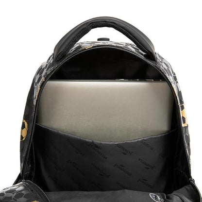 Rolling Backpack with Lunch Box,School Backpack for Boys Roller Bookbags with Wheels for Elementary Students,Black - color: Black Gold Football
