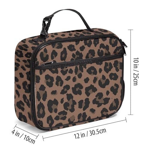 WOBAGMEN Leopard Lunch Box for Kids, Cute Insulated Lunch Bag for Boys Girls,Waterproof Lunch Box with Water Bottle Holder for Teens Adults Picnic Travel Back to School (Brown Leopard) - color: Brown Leopard