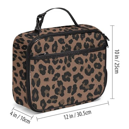 WOBAGMEN Leopard Lunch Box for Kids, Cute Insulated Lunch Bag for Boys Girls,Waterproof Lunch Box with Water Bottle Holder for Teens Adults Picnic Travel Back to School (Brown Leopard) - color: Brown Leopard