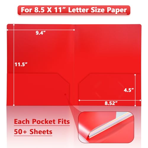 Plastic Folders with Pockets, Business Card Holder, 6-Pack | Plastic Folders with Pockets, 2 Pocket Folder, Plastic File Folder, Business Card Holder Folder