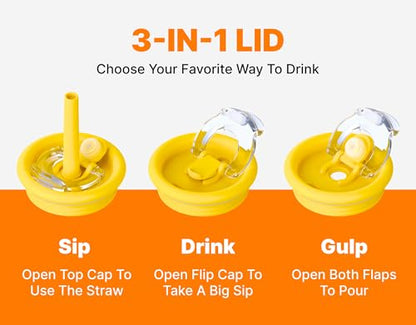 VINUR Kids Tumbler with Handle-14 oz Stainless Steel Double Wall Vacuum Insulated Tumbler with Lid and Straw, Travel Water Cup for Girls (Apple Green) - color: Apple Green, size: 14 Ounces