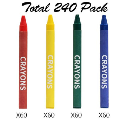 Madisi Crayons Bulk Pack, Regular Size, 4 Colors, 60 Packs, 240 Count | Crayons Bulk Individual Packs for Kids Classroom Set - size: 1 Count (Pack of 240)
