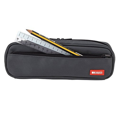 LIHIT LAB Large Capacity Zipper Long Pencil Case For School Office College, Big Capacity Pencil Bag Holder Adults Teen Boys Girls, Travel Cosmetics Storage, Black (A7552-24) - color: Black