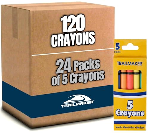 Trail maker Wholesale Bright Wax Coloring Crayons in Bulk 24 Pack, 5 Per Box in Assorted Bundle Art Sets (24 Pack) - color: 24 Pack