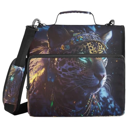 3 Ring Zipper Binder Leopard Binders Bag with Shoulder Strap 500 Sheets Paper Organizer Trapper Keeper Documents Storage File Folder for School Office - color: A939