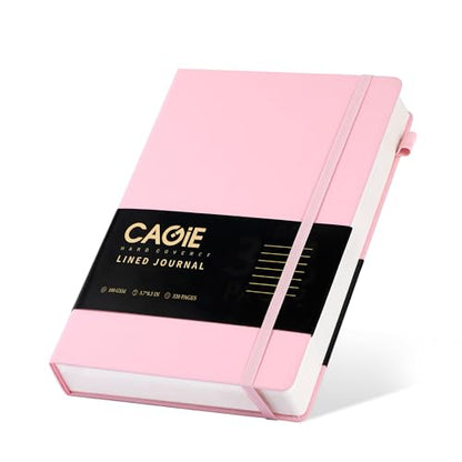 CAGIE Pink Journal Notebook for Women, 320 Pages College Ruled Notebook, 100 Gsm Paper Thick Lined Journal, A5 Hardcover Leather Journals for Writing, 5.7x8.3 In - color: Pink, style: Lined A5