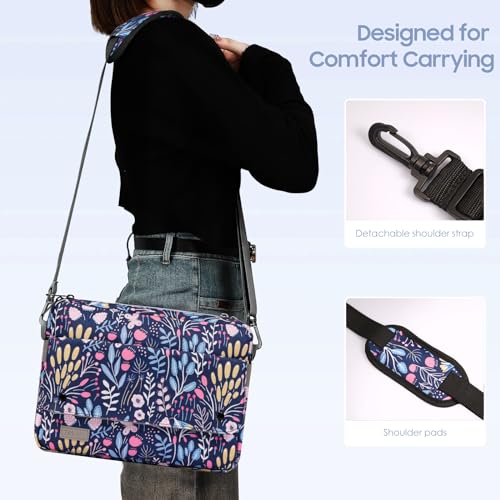 TiMOVO 9-11 Inch Tablet Sleeve Bag with Shoulder Strap Fits iPad 11-inch A16 2025, iPad 10th Gen. 10.9", iPad Gen. 10.2", iPad Air 11/5th/4th Gen. 10.9", Galaxy Tab A9 Plus 11", Colorful Flower - color: Colorful Flower
