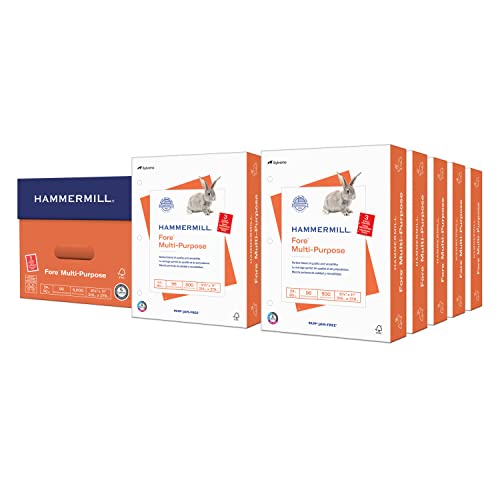 Hammermill Paper, Fore Multipurpose Paper, 8.5 x 11 Paper, Letter Size, 3 Hole, 24lb Paper, 96 Bright, 10 Reams / 5,000 Sheets (101287R) Acid Free Paper - size: 10 Ream | 5000 Sheets, style: 3 Hole (8.5x11)