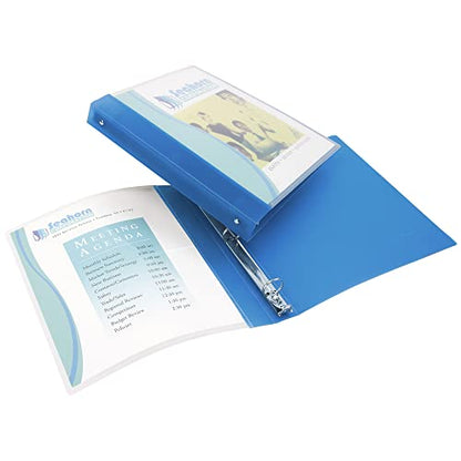 Avery Flexible View 3 Ring Binder, Clear Front Customizable Cover with Solid Back, 1/2 Inch Round Rings, 3 Clear/Blue Binders (17670) - style: 3 Pack