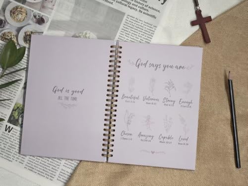 Christian Spiral Notebooks For Women - Bible Study Prayer Journal Dairy With God Says,140 Pages,Hardcover Coil-Bound Subject Notebook College Ruled,Inspirational Gifts For Church Members Journals For Writing, A5(5.8"X8.3") (Purple) - color: Purple