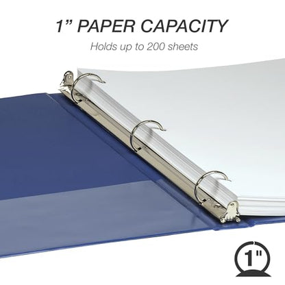 Samsill 1 Inch Document Storage Binder, 100% Recycled Chipboard, Round Ring, 3 Ring Binder, Navy - color: Navy, size: 1 Inch, style: Single
