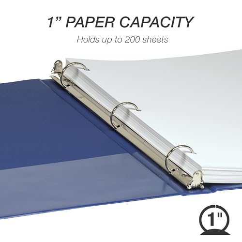 Samsill 1 Inch Document Storage Binder, 100% Recycled Chipboard, Round Ring, 3 Ring Binder, 24 Pack, Navy - color: Navy, size: 1 Inch, style: 24-Pack