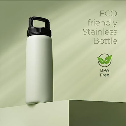 SipX™ 25 oz Insulated Water Bottle with 3 Lids – Leakproof Stainless Steel, Triple Insulated – Cold 24 Hours/Hot 12 Hours – Durable Bottle for School, Gym, Travel – Green - color: Green, size: 25 Ounces