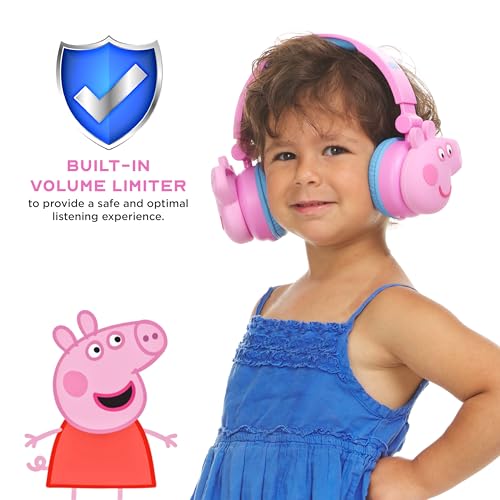 Peppa Pig - Kids Bluetooth Headphones, Wireless & Wired Over-Ear Headphones with Safe Volume, Adjustable Headband, Rechargeable Battery & Stereo Sound – Perfect for School, Home, & Travel - color: Peppa Pig