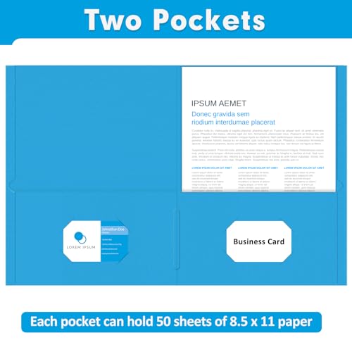 Two Pocket Folders, PANDRI 50 Pack 2 Pocket Folders, Letter Size Paper File Folder for School Office Home Business, LightBlue - color: Lightblue