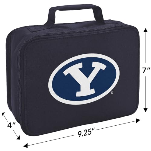 Campus Lab BYU Cougars Primary Logo Insulated Soft Sided Lunch Box - Reusable Lunch Bag For School Office Work, BPA Free, Navy - color: Brigham Young University