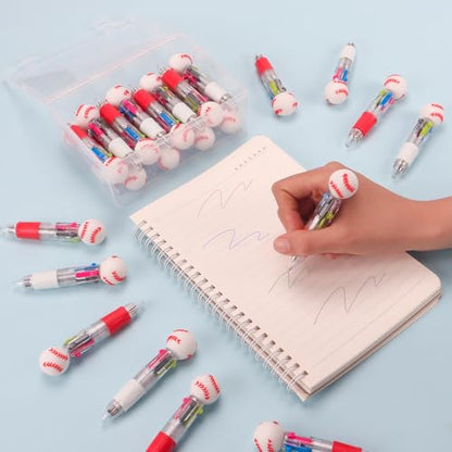24 Pack Baseball Party Favors, 4-in-1 Multicolor Ballpoint Pens, Mini Retractable Baseball Pens, Goodie Bag Stuffers, Classroom Prizes, Birthday Gifts - style: Baseball