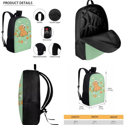 Kawaii Capybara Backpack School Set 3Pcs with Lunch Box Pencil Case Sports Bookbag Back Pack with Compartments Portable Lunch Bag for Elementary School Students - color: Capybara Kawaii