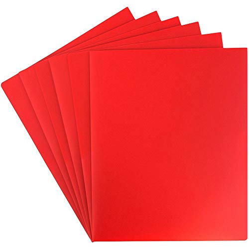 JAM PAPER Heavy Duty Plastic 2 Pocket Extra Tough School Folders - Red - 6/Pack - color: Red, size: 6 Per Pack