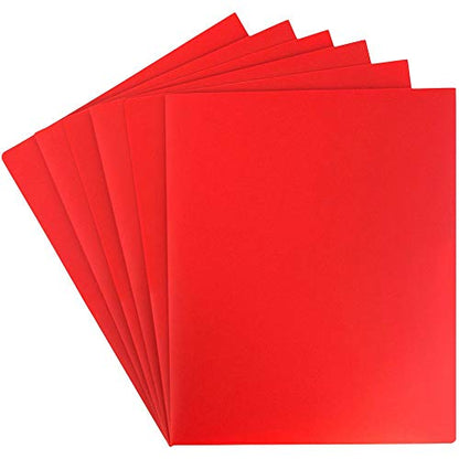 JAM PAPER Heavy Duty Plastic 2 Pocket Extra Tough School Folders - Red - 6/Pack - color: Red, size: 6 Per Pack