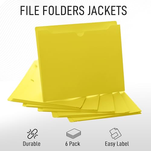 Yellow File Jackets, 1 Inch Expansion, Letter Size, Reinforced Straight-Cut Tab, 6 Pack - color: Yellow, style: 1 Inch Expansion