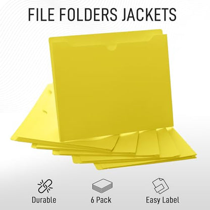Yellow File Jackets, 1 Inch Expansion, Letter Size, Reinforced Straight-Cut Tab, 6 Pack - color: Yellow, style: 1 Inch Expansion