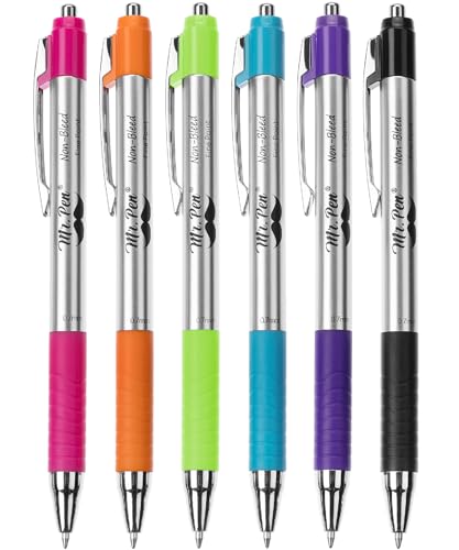 Mr. Pen- Retractable Bible Pens, 6 Pack, Assorted Colors Ink | No Bleed Through, Fast Dry & Smooth Writing Pens for Bible Journaling, Color Coding, Note Taking, Study & Planning