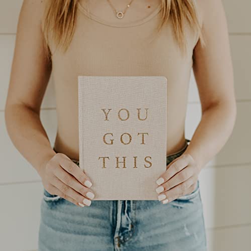 Sweet Water Decor Cute Motivational Lined Composition Notebook for Women, 100 Ruled Pages for Writing, Diary with Fabric Inspirational Cover (You Got This) - style: You Got This