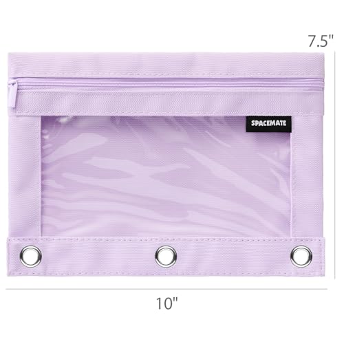 SPACEMATE Binder Pencil Pouch Case Box Bag for 3 Ring Binder School Supplies Girls Boys Kids, Clear Preppy Stuff Large Aesthetic Pen Organizer, Back to College Stationary, 1 Pack, Light Purple - color: Light Purple