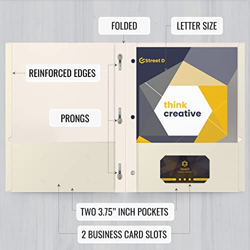 Better Office Products White Paper 2 Pocket Folders with Prongs, 50 Pack, Matte Texture, Letter Size Paper Folders, 50 Pack, with 3 Metal Prong Fastener Clips, White - color: White