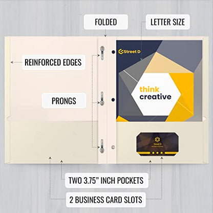Better Office Products White Paper 2 Pocket Folders with Prongs, 50 Pack, Matte Texture, Letter Size Paper Folders, 50 Pack, with 3 Metal Prong Fastener Clips, White - color: White