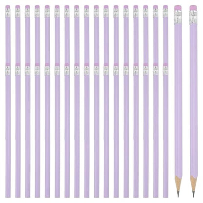 PATIKIL Round Pencils, 36 Pack Triangle HB Graphite Pencil Woodcase Wooden Pencils with Eraser for Classroom Office Writing Drawing Supplies, Purple - color: Purple