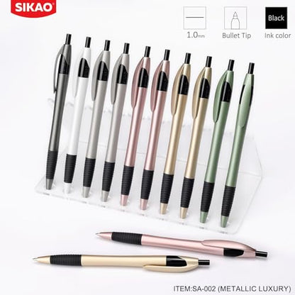 Pens Bulk, 60 Pack Gripped Slimster Ballpoint Pens -Luxe Metallic | Black Ink 1.0mm No Bleed No Skip Smooth Writing, Aesthetic Office Pens for Teacher Student, Front Desk & Corporate Gifting - style: Metallic
