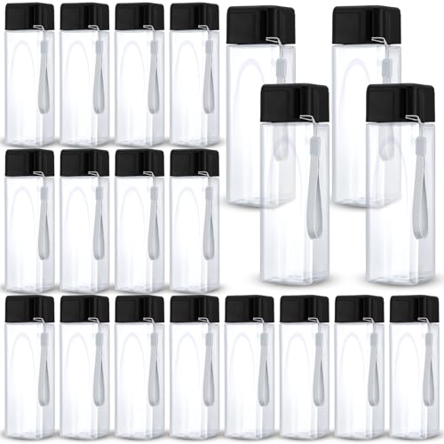 Nuogo 20 Pcs Water Bottles Bulk 17 oz Plastic Sports Water Bottles for Kids Adults Reusable Leak Proof Portable Large Drinking Cups for School Outdoor Gym Travel Fitness(Black) - color: Black