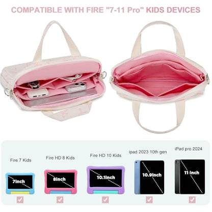 Octsky Tablet Bag Kids Tablet Carrying Bag with Shoulder Strap, Soft Lining, Strawberry Beige - color: Corduroy Strawberry Beige