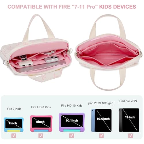 Octsky Tablet Bag Kids Tablet Carrying Bag with Shoulder Strap, Soft Lining, Bowknot Beige - color: Corduroy Bowknot Beige