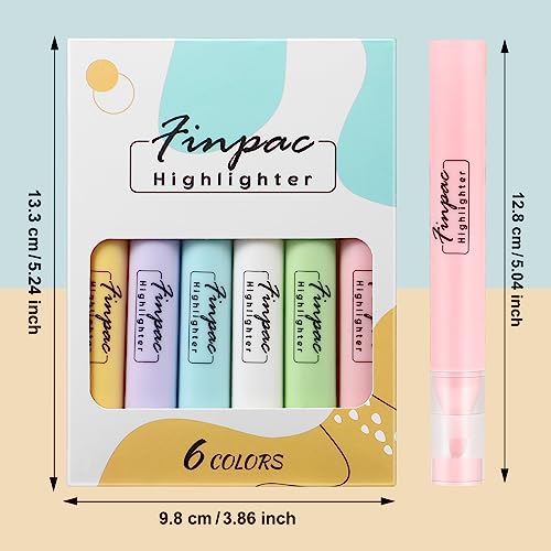 FINPAC Bible Highlighters, 6-Pack Aesthetic Highlighters, Chisel Tip No Bleed Fast-dry Markers Pen for Bible Study Journal Planners Drawing Notebook