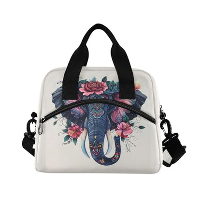 ALAZA Boho Elephant Insulated Lunch Bag Women Men Portable Reusable Cooler Lunch Tote Bag for Work Office Picnic College - color: Multi 07