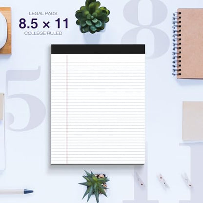 12 Pack Legal Pads 8.5 x 11 College Ruled 600 Sheets Note Pads 8.5 x 11 Inch Notepads Perforated Writing Pads 8.5 x 11 Pads of Paper Lined White Paper, 50 Sheets per Notepad for Home, Office, School - size: 8.5 x 11 In - White, style: 12 Pack