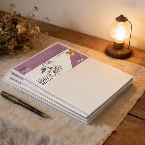 Tracing Paper 8.5x11 inch, 100 Sheets Transparent Vellum Paper for Tracing Pads, 32lb/50gsm Translucent Tracing Paper for Pencil, Marker and Ink，Trace Images, Sketch, Preliminary Drawing, Overlays.