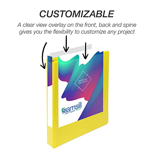Samsill Durable 1 inch 3 Ring Binder, D Ring Binder, 100% Recycled Chipboard, Yellow - color: Yellow, size: 1 Pack, style: 1 Inch