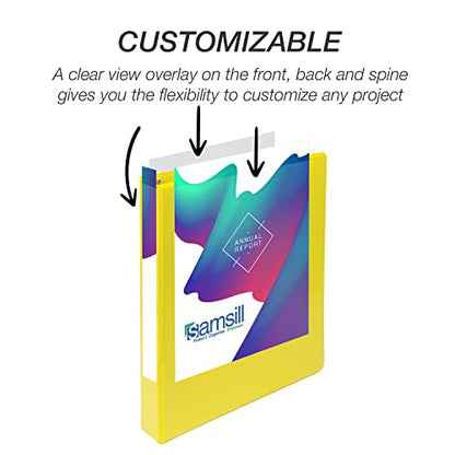 Samsill Durable 1 inch 3 Ring Binder, D Ring Binder, 100% Recycled Chipboard, Yellow - color: Yellow, size: 1 Pack, style: 1 Inch
