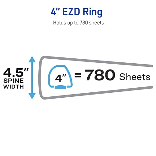 Avery Heavy-Duty 4 Inch Binders 3 Ring, View Binder, 4 Inch EZD Ring, Black, Sturdy (79604) - size: 4"